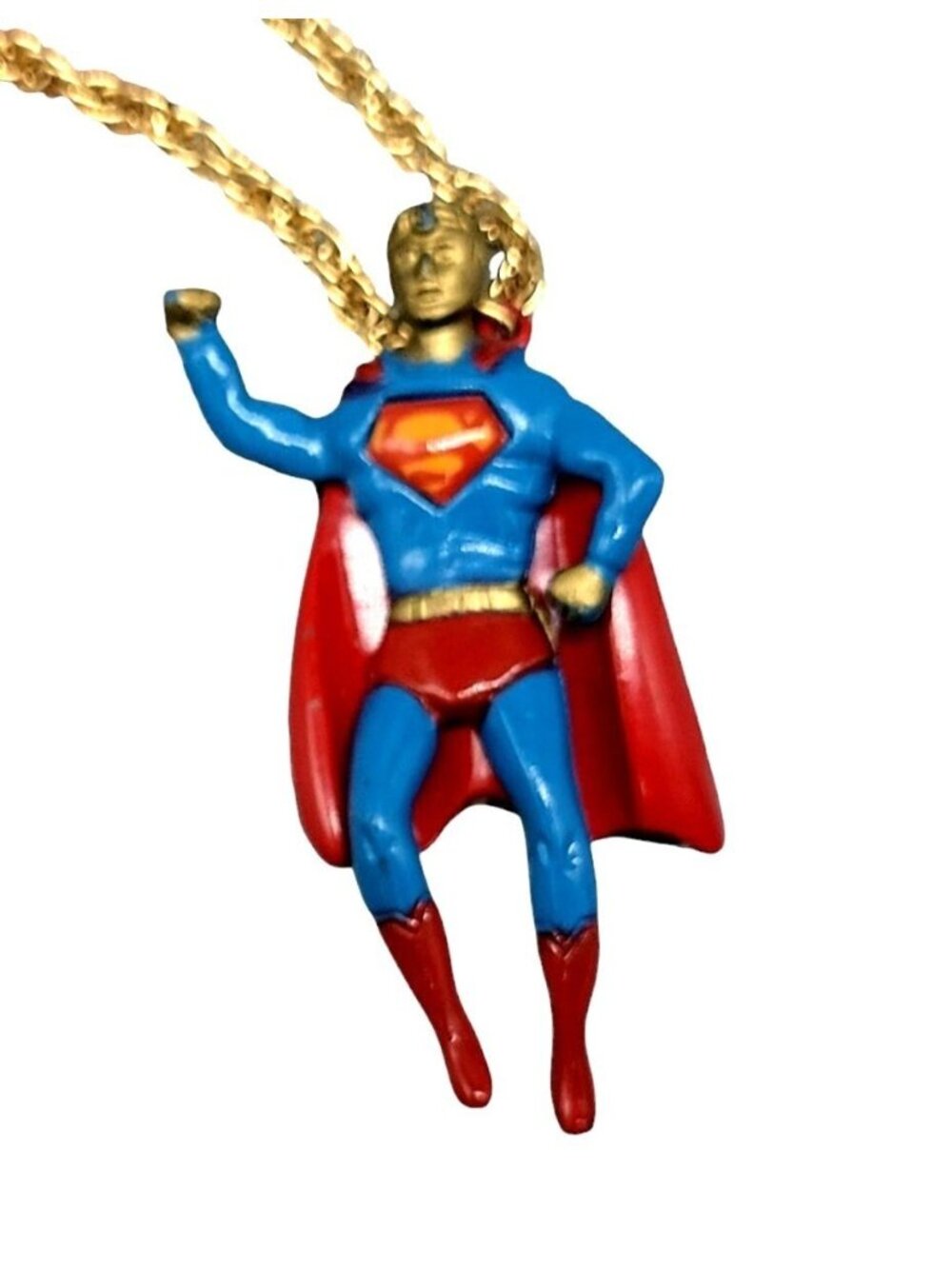 Superman Pendant Necklace DC Comics 22" Gold Tone Chain VTG 1978 Super Hero - Picture 2 of 10